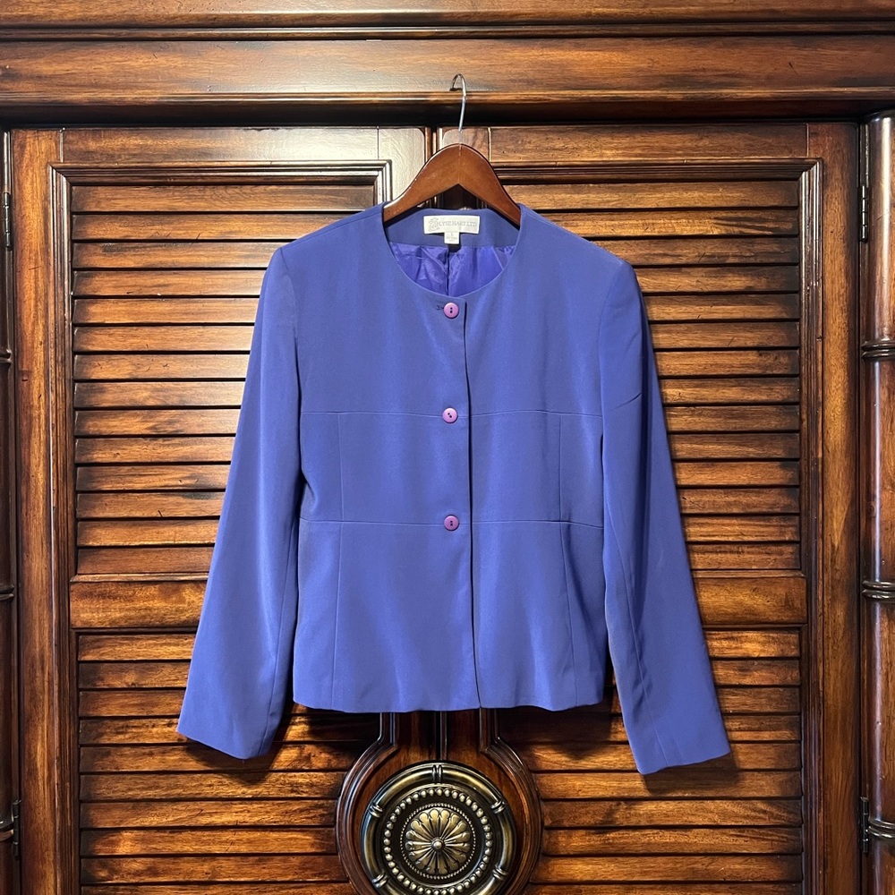 Vintage Elyse Hart Purple Short Blazer/Jacket‎ Size 6 Formal Business Career